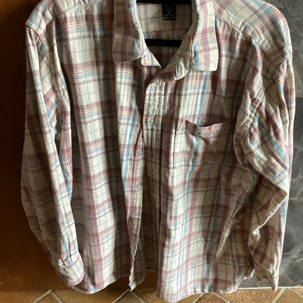 Casual Red and Blue Button Down Shirt